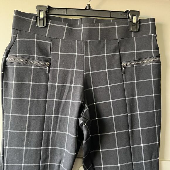 Lark + Grey Checkered Bootcut Pants Women Large Pull On Career Office Workwear - Picture 4 of 12